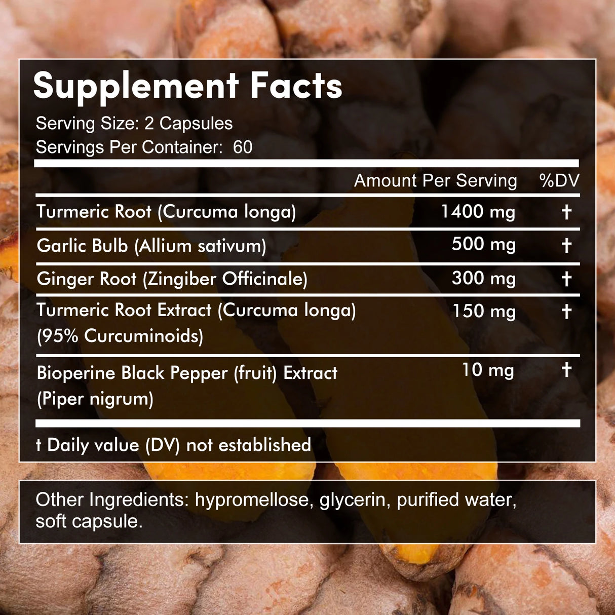 Turmeric Ginger Supplement with Curcumin and Black Pepper, 2360 Mg