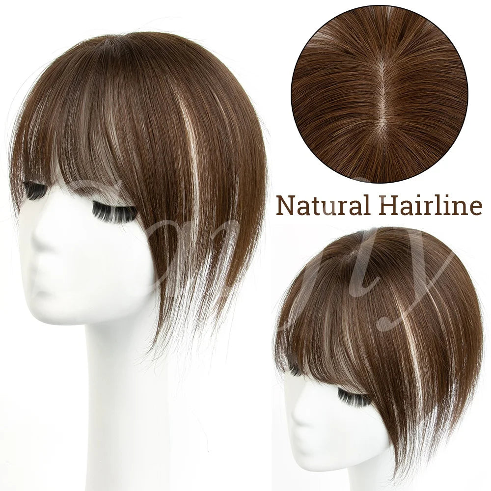 Human Hair Toppers for Women, 5x9cm Clip-in Hairpieces for Volume