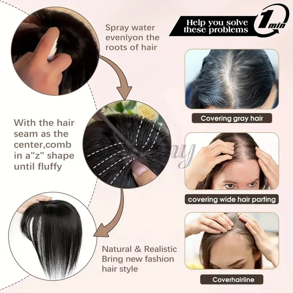 Human Hair Toppers 5x9cm Base Net 20cm Natural Look Hairpiece