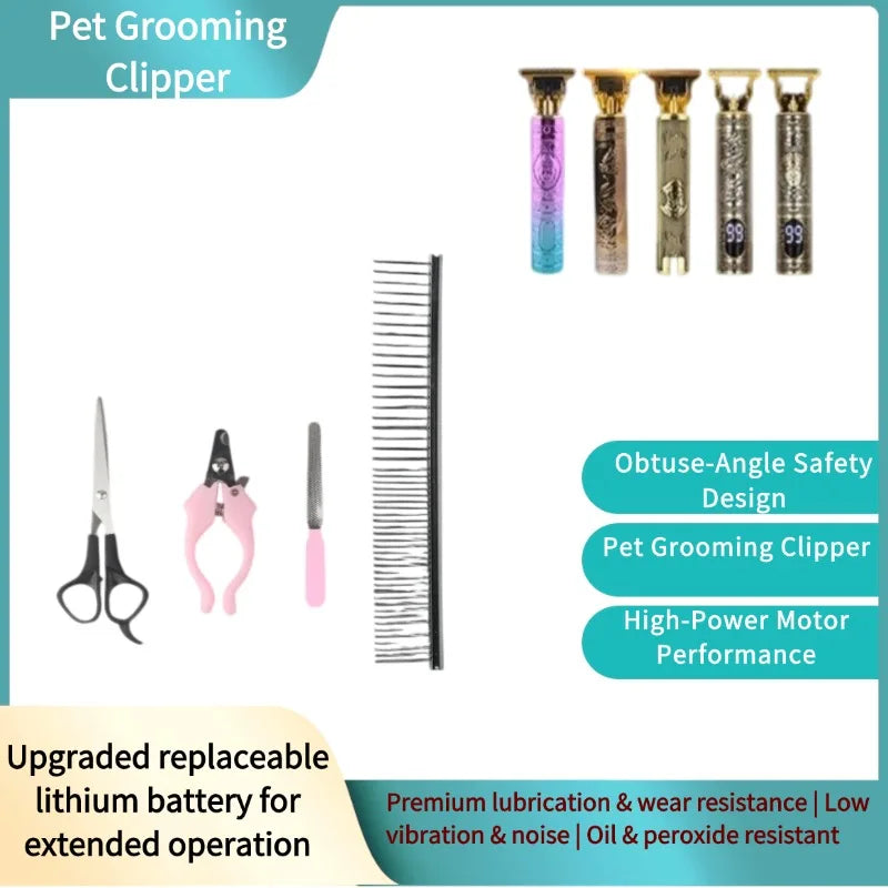 Veterinary Grooming Clipper Kit - Heavy-Duty Pet Hair Trimmer for Clinics
