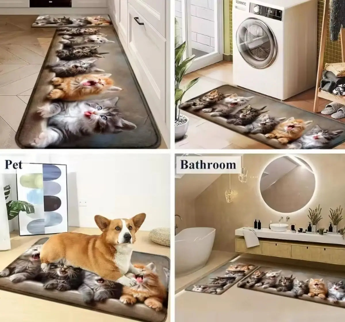 Cat Kitchen Rug Runner Mat Soft Comfortable 1/2pcs for Home Decor