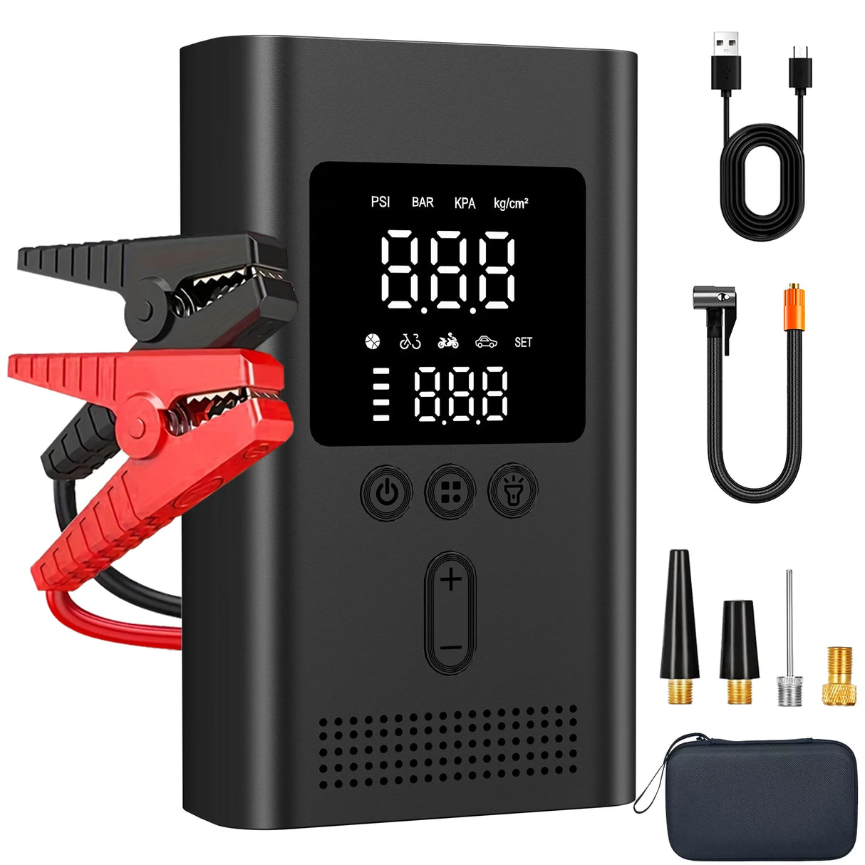 8000mAh Car Jump Starter & Tire Inflator, 150PSI Portable Air Compressor