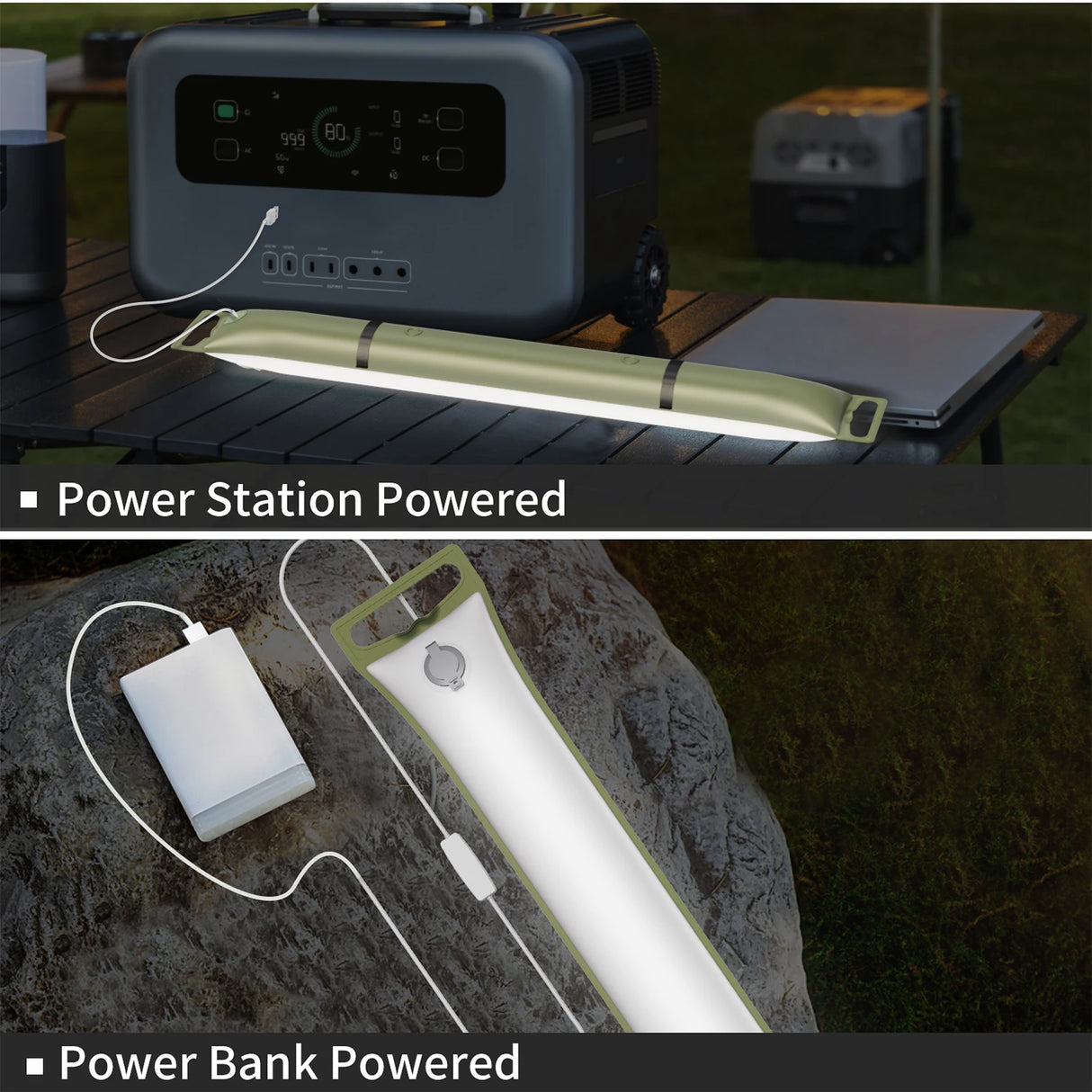 Portable Solar Camping Lantern with USB-Type C, 2000mAh