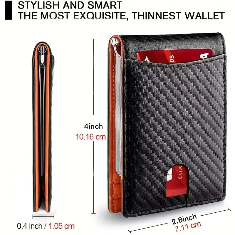 Slim Wallet for Men - RFID Blocking Leather Bifold Front Pocket Wallet