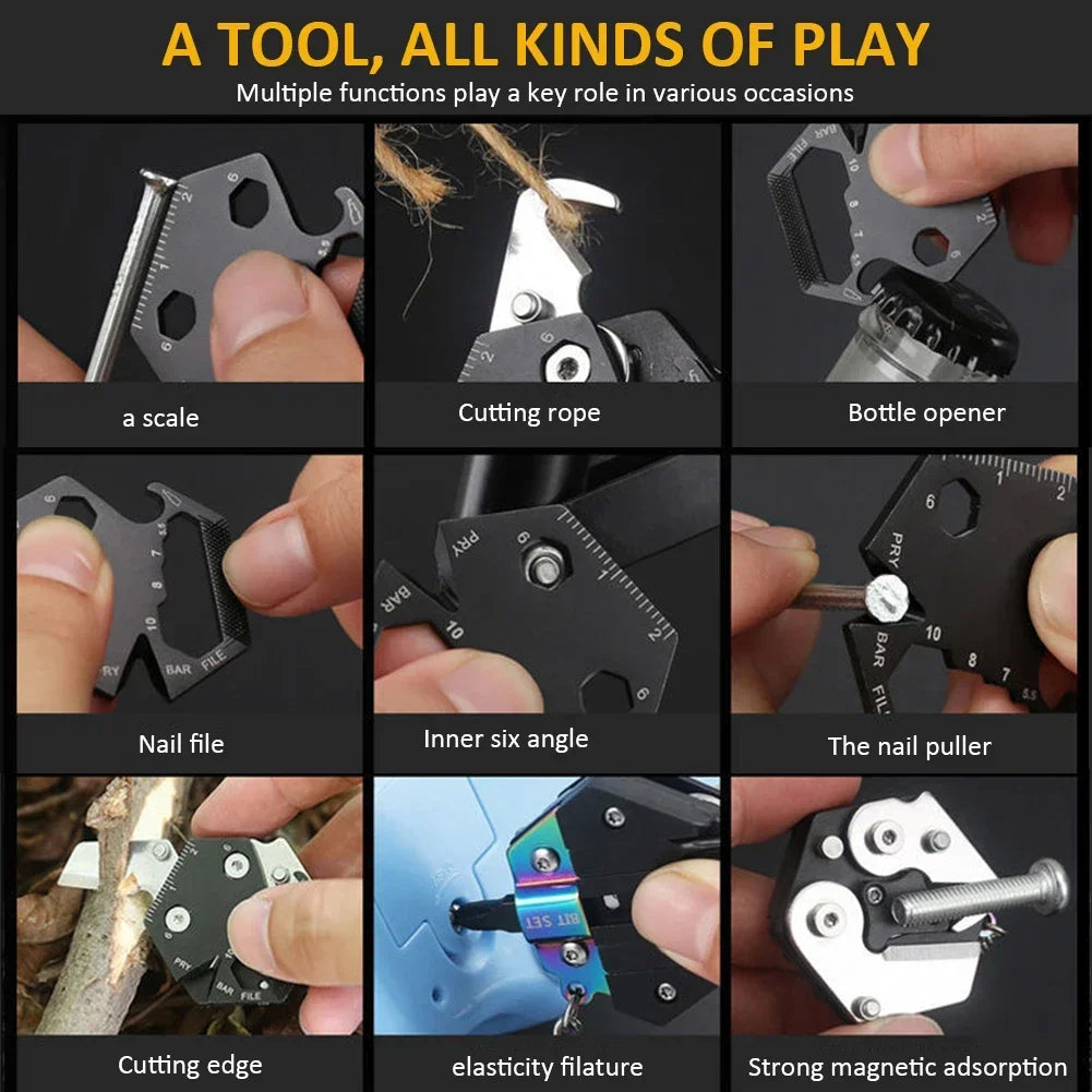 Multifunctional Keychain Screwdriver Hexagon Folding Coin Knife EDC Tool