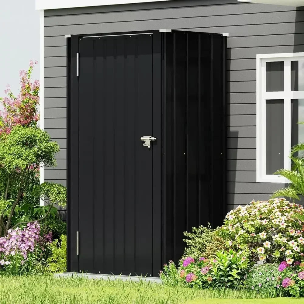 Lockable Metal Storage Shed 22-Foot Outdoor Tool Cabinet, Black
