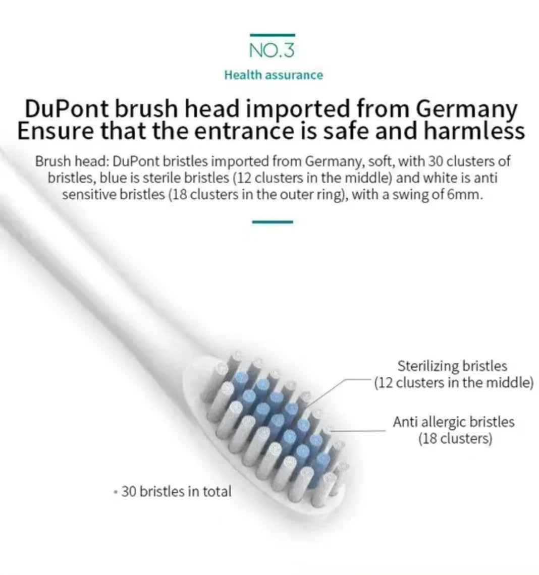Sonic Electric Toothbrush IPX7 Waterproof USB Rechargeable 6 Modes