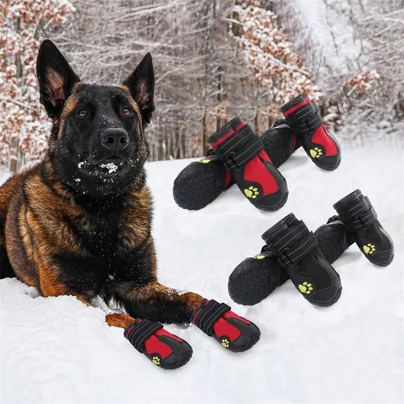 Waterproof Dog Boots Warm Snow 4pcs Set Reflective Anti-Slip for Medium Large Dogs