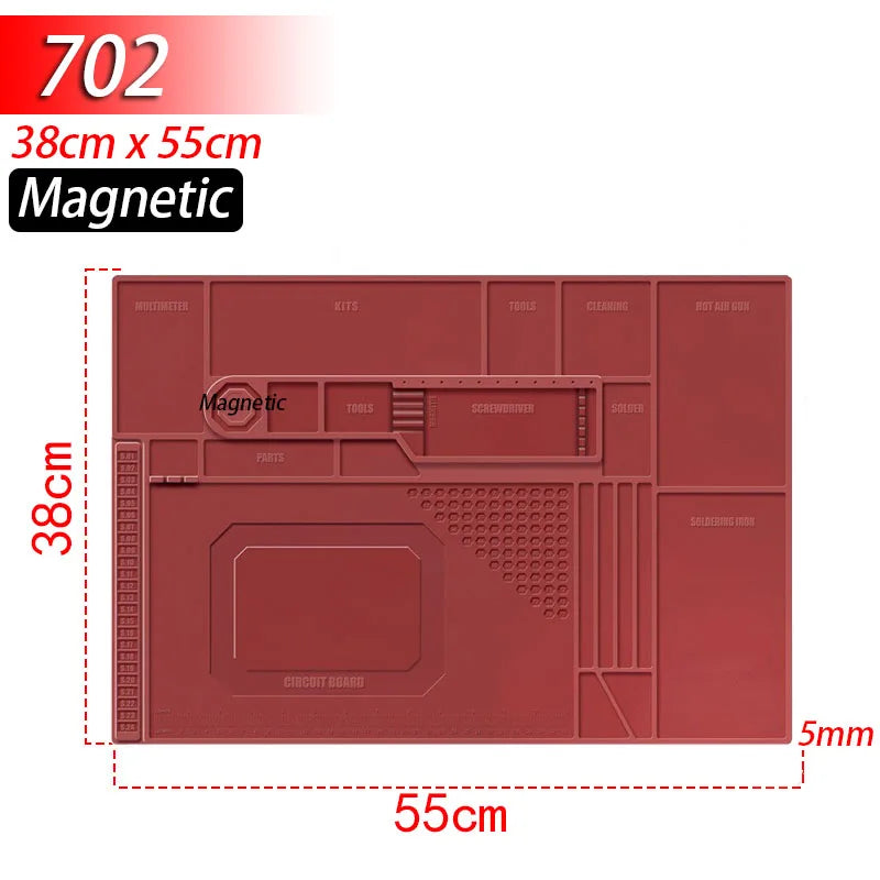 Soldering Station Mat Silicone Heat Resistant 932°F Anti-Static Magnetic Mat