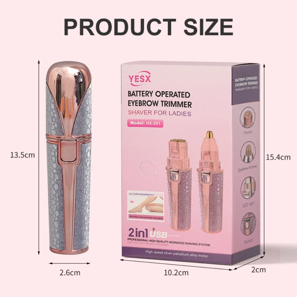 Electric Eyebrow Trimmer Rechargeable Painless Facial Hair Remover for Women