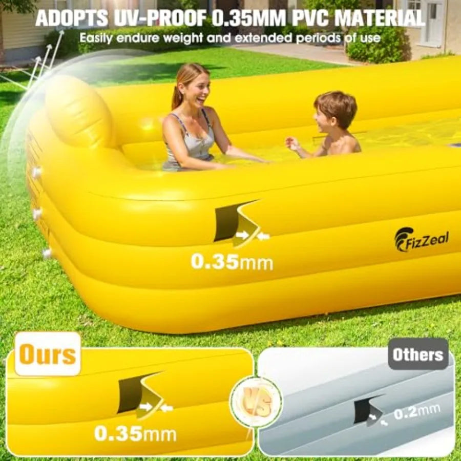 Inflatable Backyard Pool for Kids and Adults, Durable PVC, 100x63x22 Inches
