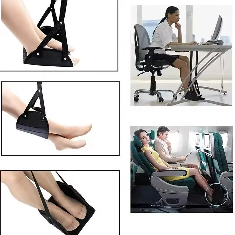 Portable Adjustable Leg Hammock for Airplane, Office, Car Travel Support