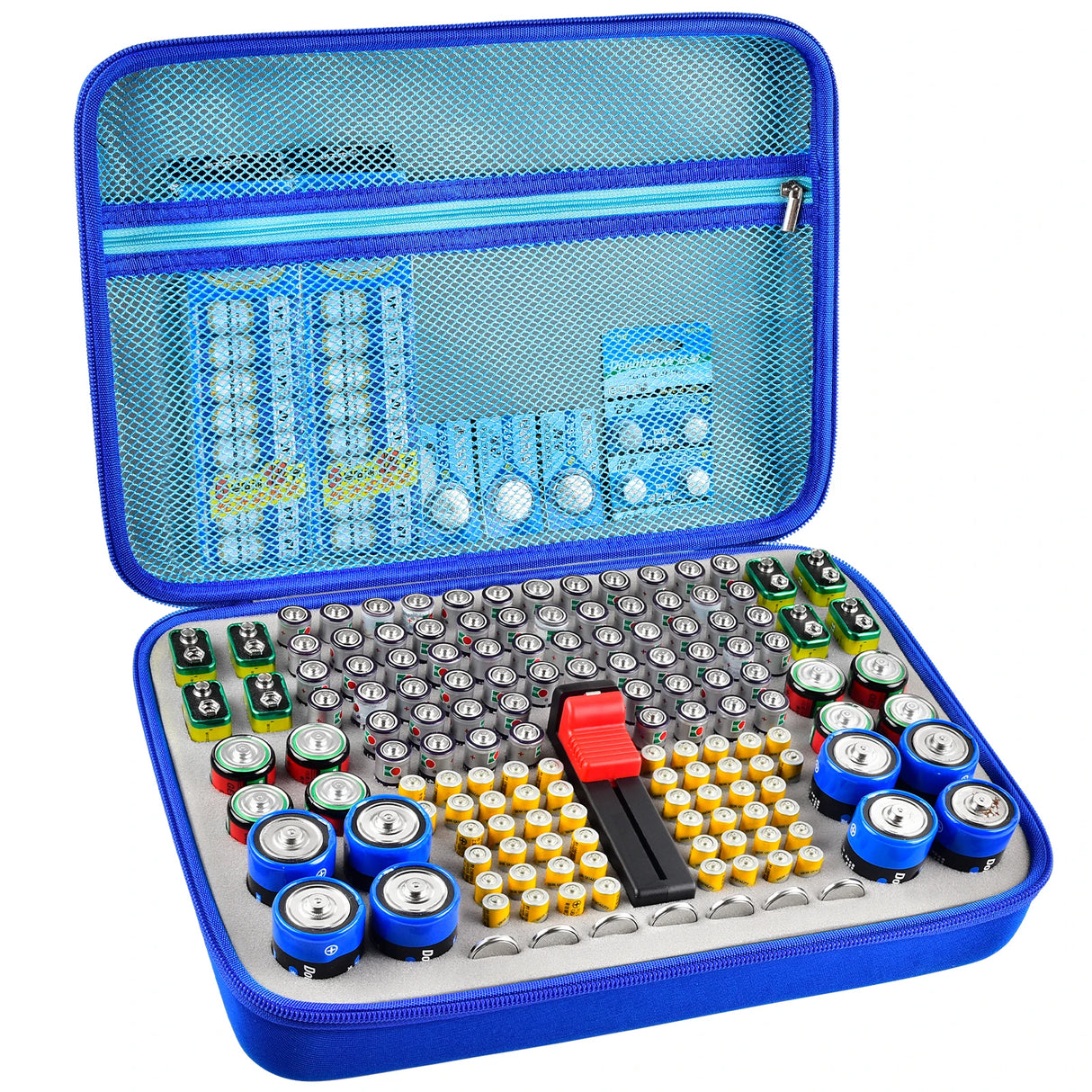 Battery Organizer Case with Tester for 150+ Batteries, Hard Shell Storage