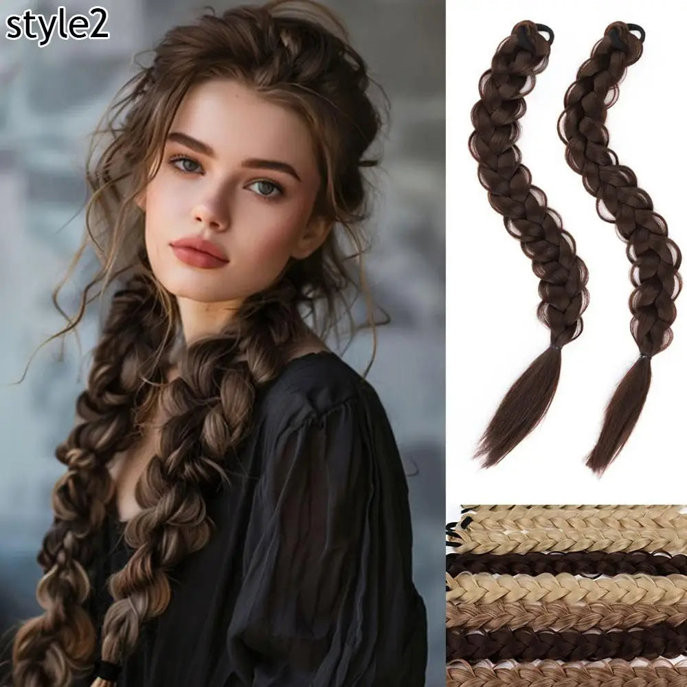 Braided Synthetic Hair Ponytail Extension with Elastic Band - Daily Use