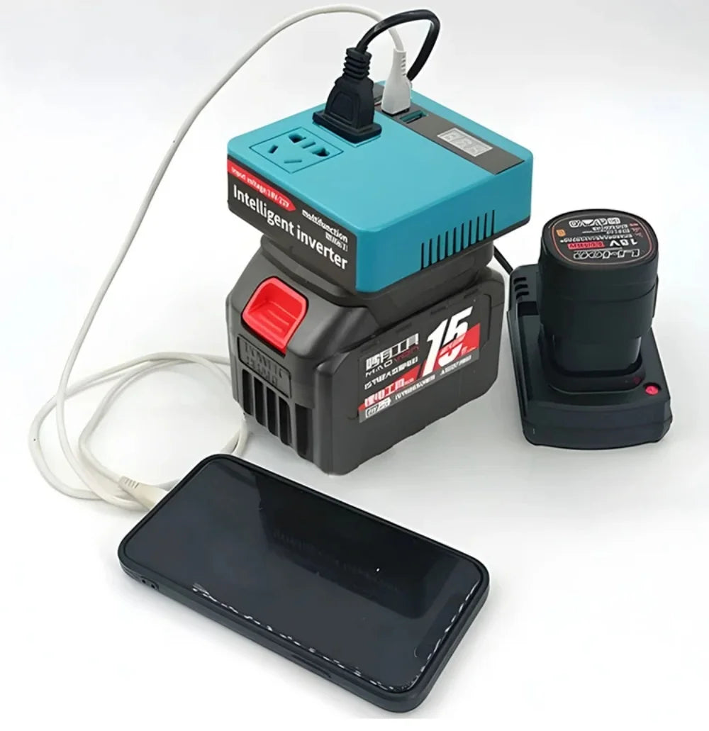 120W Lithium Battery Inverter DC 18-21V to AC 220V for Makita Tools