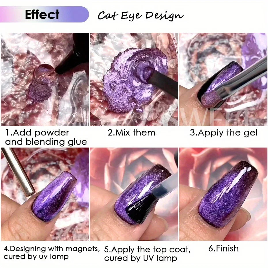 Cat Eye Chrome Magnetic Nail Powder - 6 Colors DIY Manicure Decor