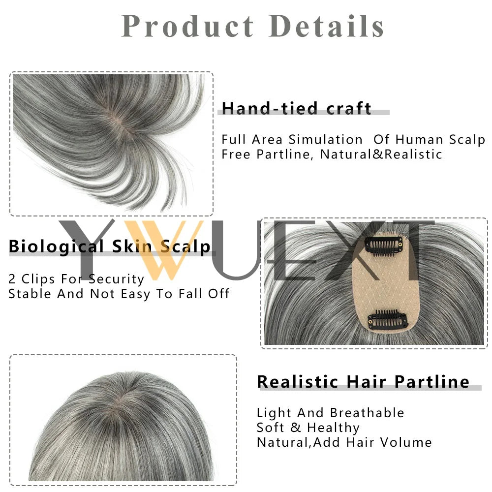 Human Hair Topper Hair Piece 5x9cm with Bangs, 10 Colors Available