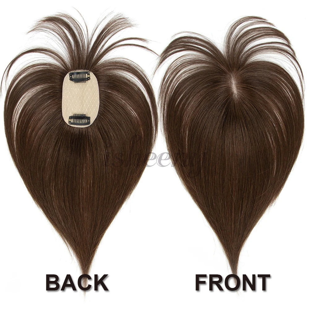 Human Hair Toppers 5x9cm Base Net 20cm Natural Look Hairpiece