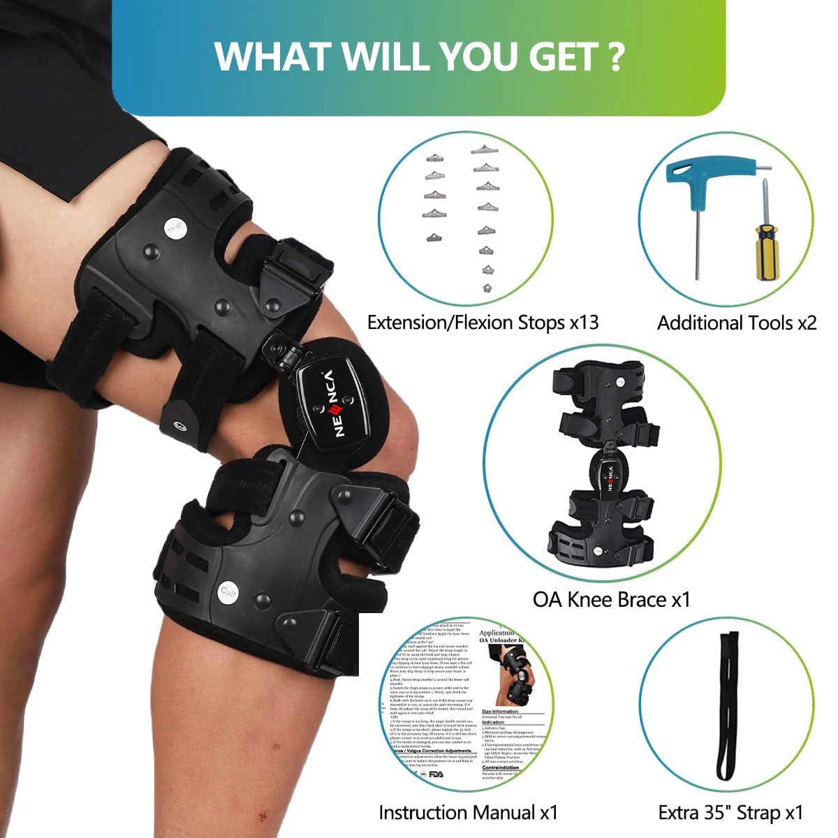 NEENCA Adjustable Knee Support Brace for Stability & Comfort - Unisex