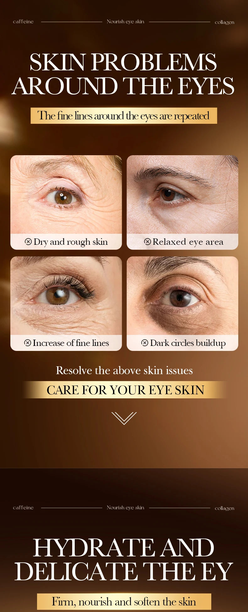 Collagen Eye Mask Caffeine Patches for Dark Circles - 10 Pairs
