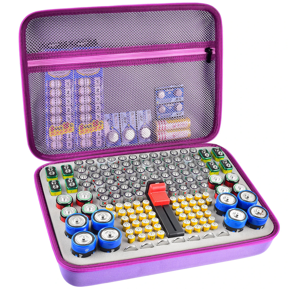 Battery Organizer Case with Tester for 150+ Batteries, Hard Shell Storage