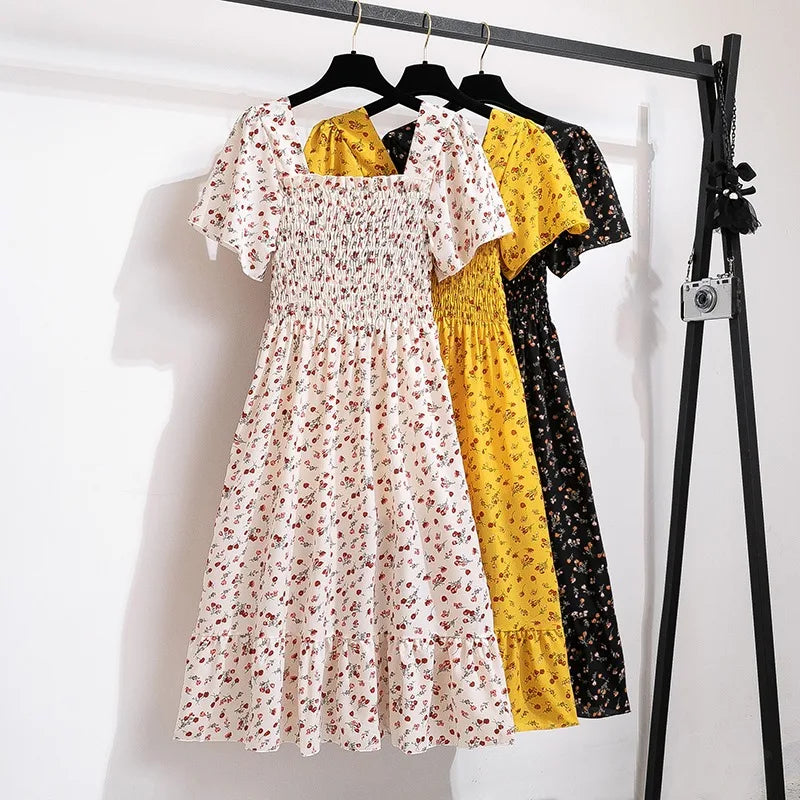 Chiffon Midi Dress for Women | Floral Print | Short Sleeve | Casual Wear