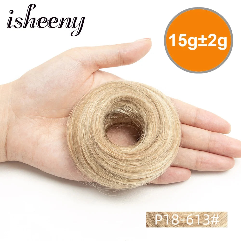 Messy Human Hair Buns Hairpieces in Natural Colors, 15g Each