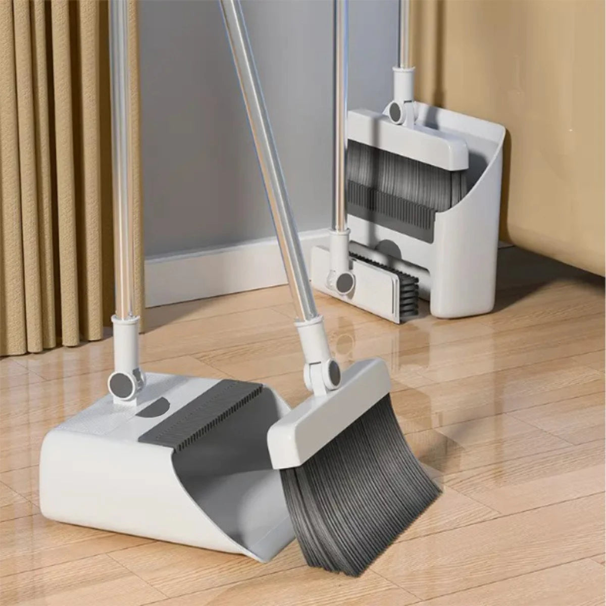 3-in-1 Long-Handled Broom and Dustpan Set for Home Office School Dorm