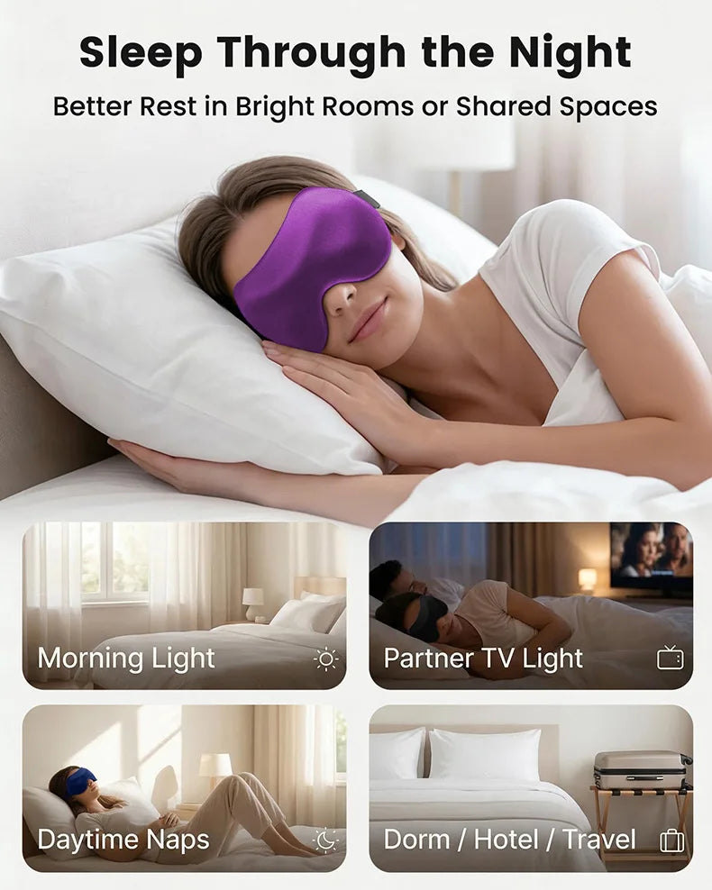 3D Adjustable Sleep Mask for Men and Women, Light Blocking Eye Mask