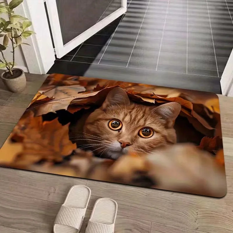 3D Tree Hole Design Door Mat Squirrel Pattern Anti-Slip Rug for Home Decor
