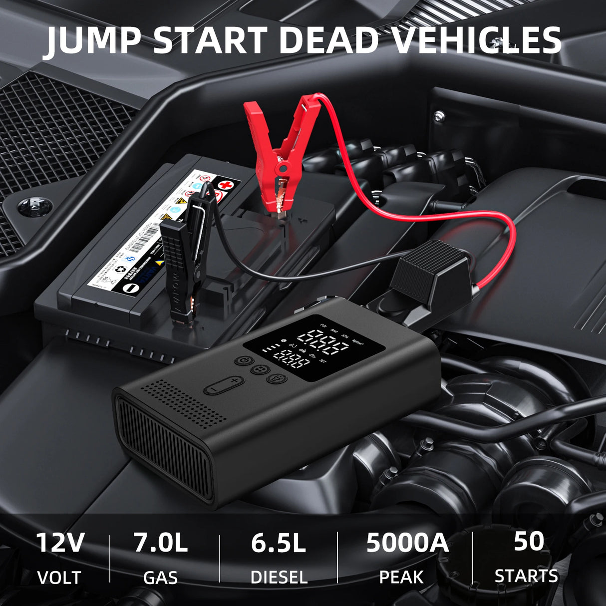 8000mAh Car Jump Starter & Tire Inflator, 150PSI Portable Air Compressor