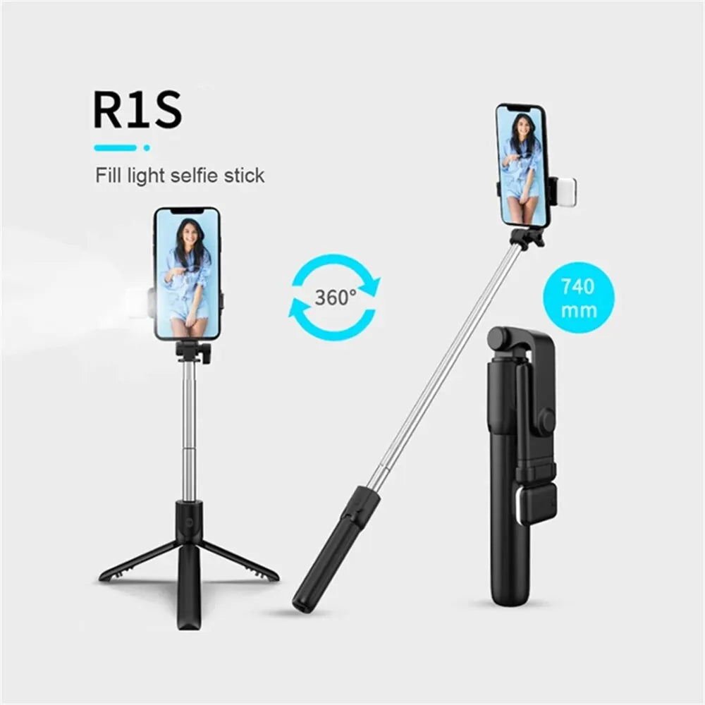 Portable Bluetooth Selfie Stick Tripod with Remote Shutter & Light