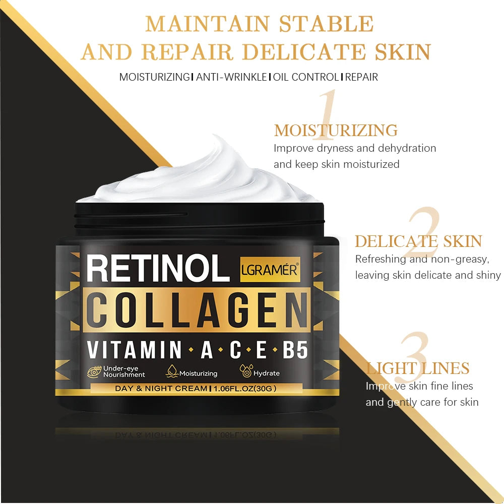 Men's Retinol Collagen Face Cream - Moisturizing, Hydrating, Anti-Aging