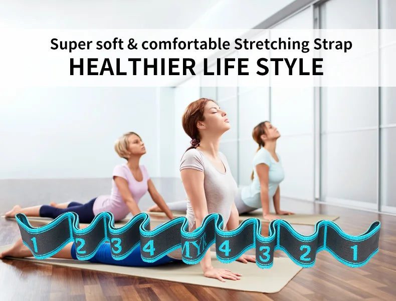 Elastic Yoga Stretching Strap with Loops for Ballet, Dance, Pilates