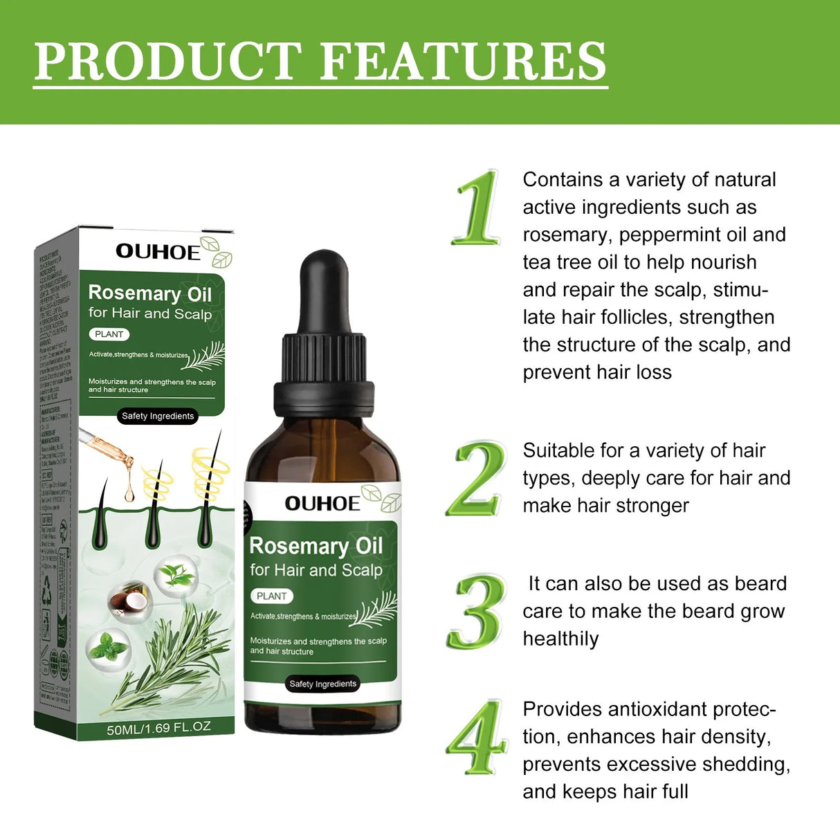 Rosemary Hair Growth Oil for Men & Women - Nourishing Scalp Care 100ml