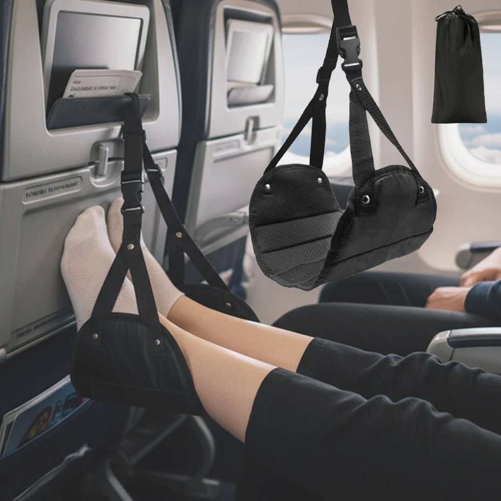 Portable Adjustable Leg Hammock for Airplane, Office, Car Travel Support