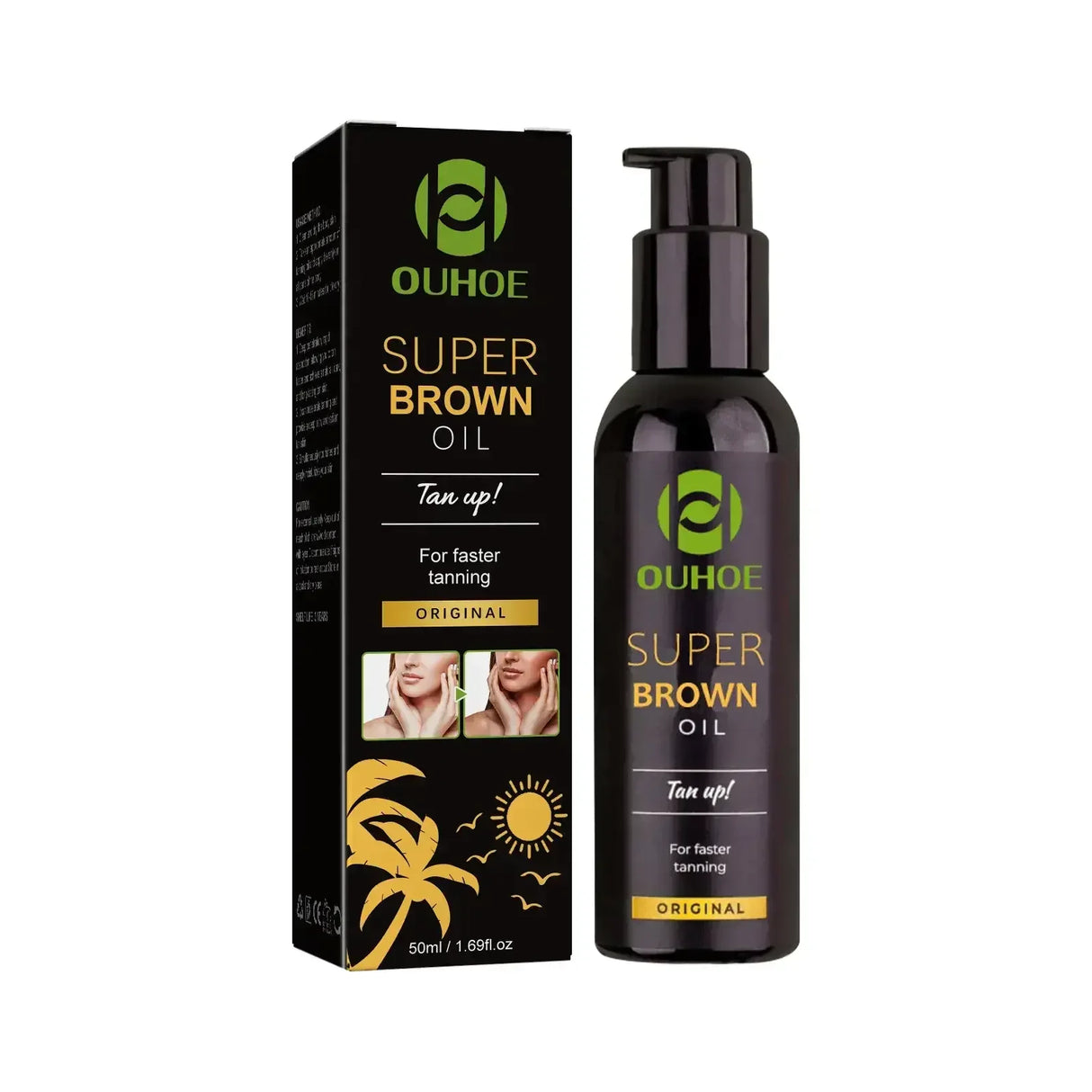 Brown Tanning Oil Natural Self Tanning Body Bronzer 8oz Summer Use