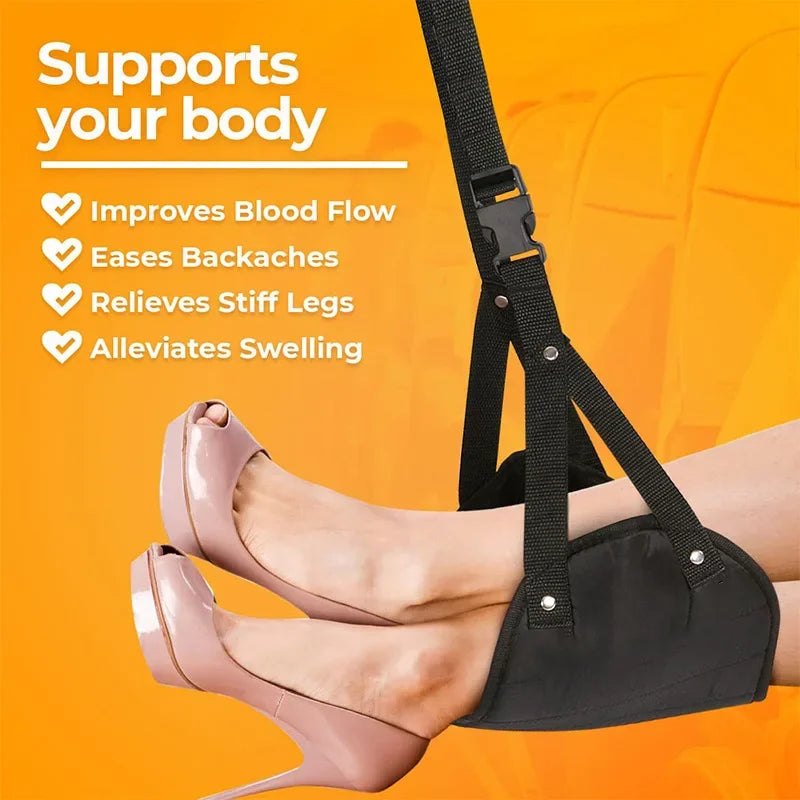Portable Adjustable Leg Hammock for Airplane, Office, Car Travel Support