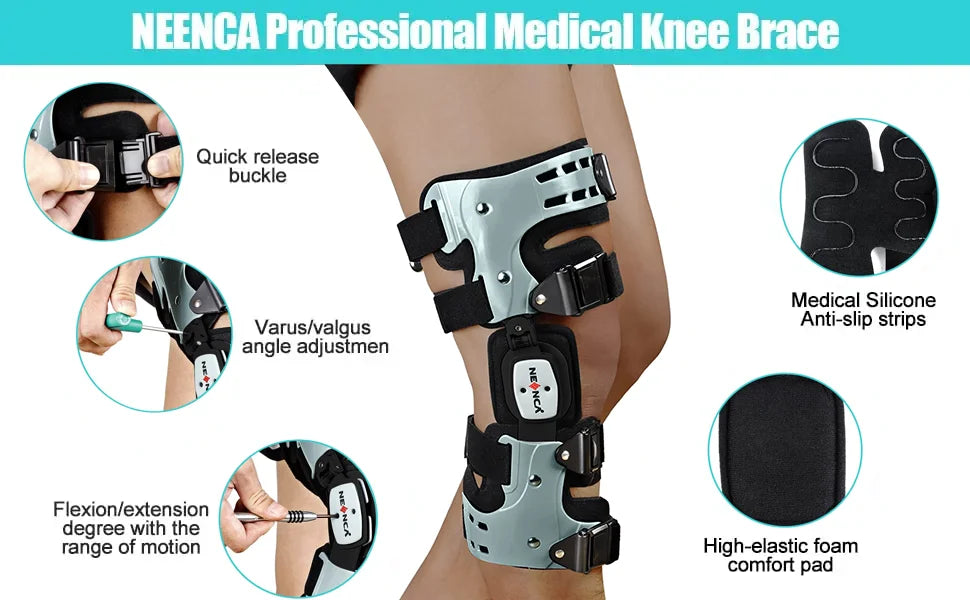 NEENCA Adjustable Hinged Knee Brace with Stabilizing Support - Unisex