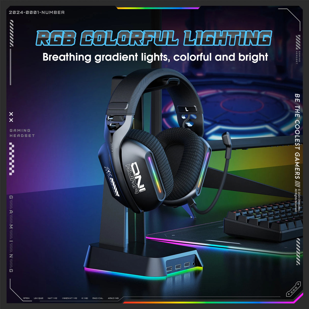 New Wireless Gaming Headset 3 Modes Bendable HD Mic Soft Ear Pads