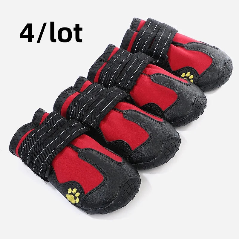 Waterproof Dog Boots Warm Snow 4pcs Set Reflective Anti-Slip for Medium Large Dogs
