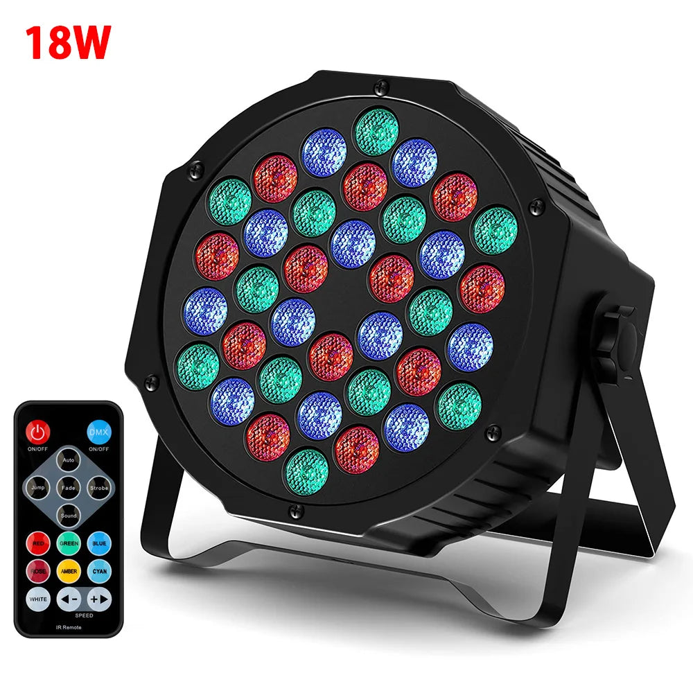 RGB LED Par Lights 36W 9 Modes Sound Activated Remote Control for Events