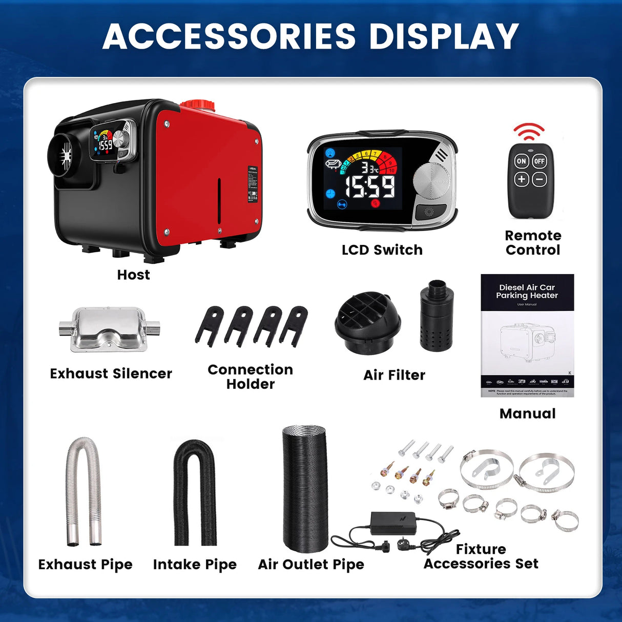 Diesel Air Heater 12V 5-8KW with LCD Switch for Car Truck RV Boat