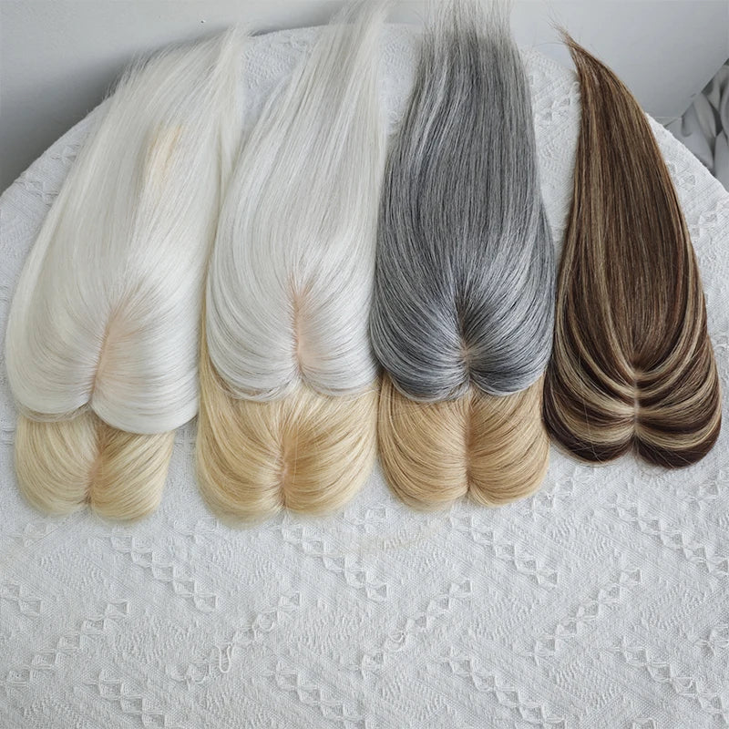 Natural Human Hair Toppers for Women, Silk Base, 5x9cm, Daily Use