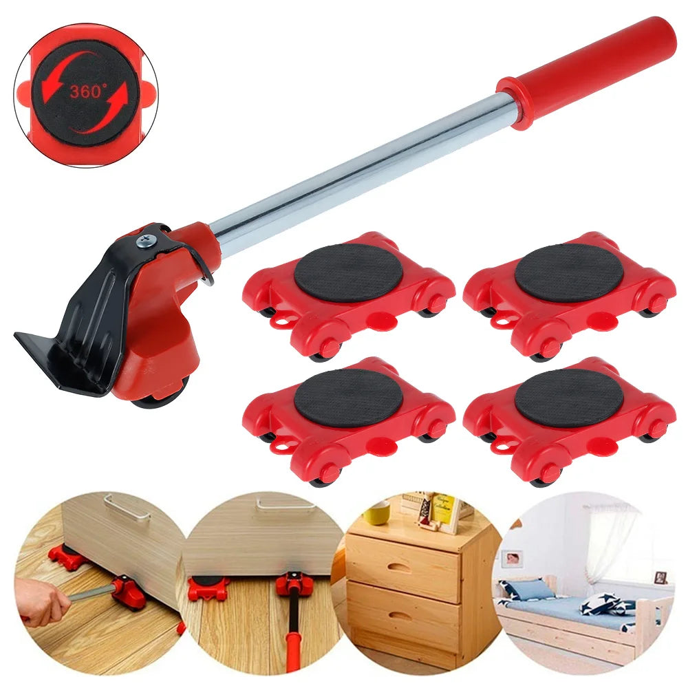 Heavy Duty Furniture Lifter Mover Roller Set - 5 Pcs Transport Tools