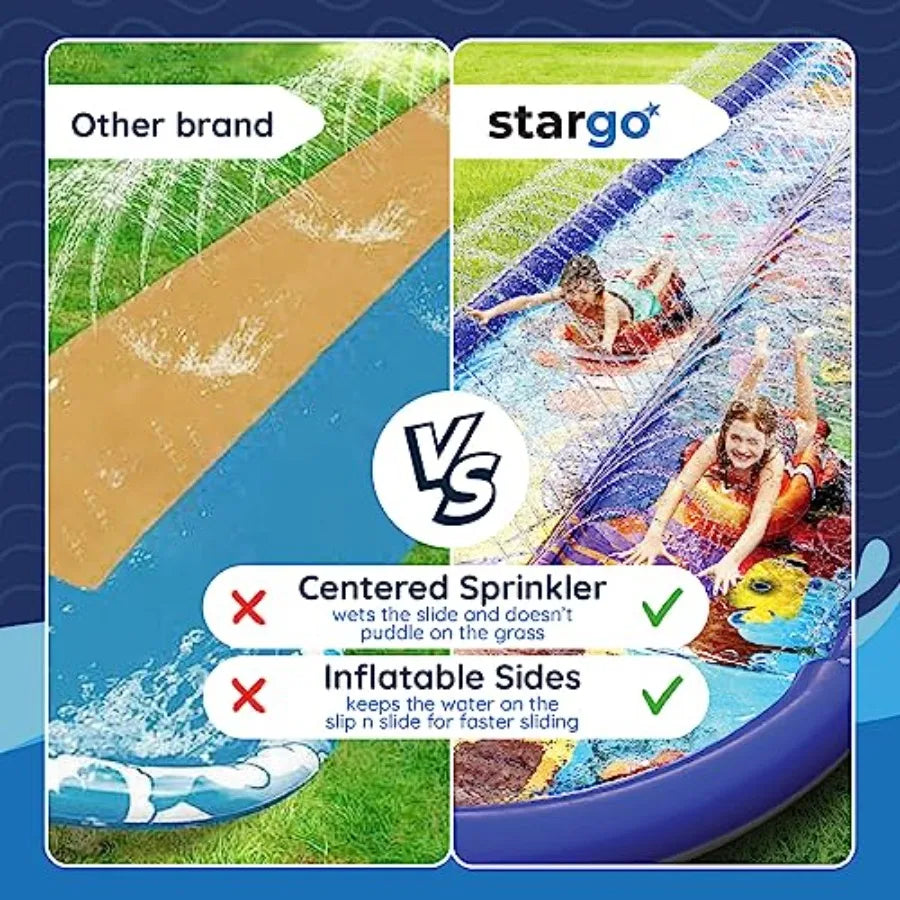 Undersea Water Dual Slip and Slide 18ft x 5ft with Splash Pad and Body Boards