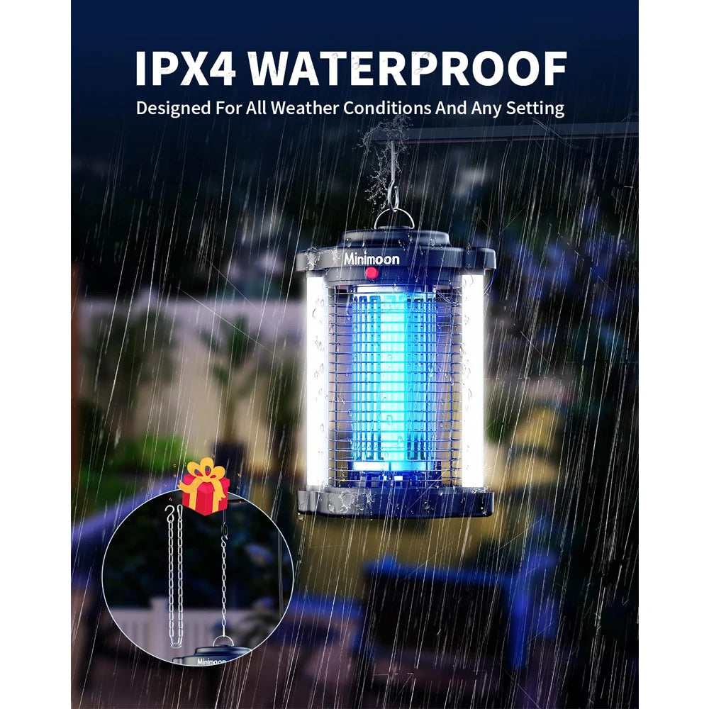 Minimoon Outdoor Mosquito Zapper with Dual LED Light, 15W Electric Trap