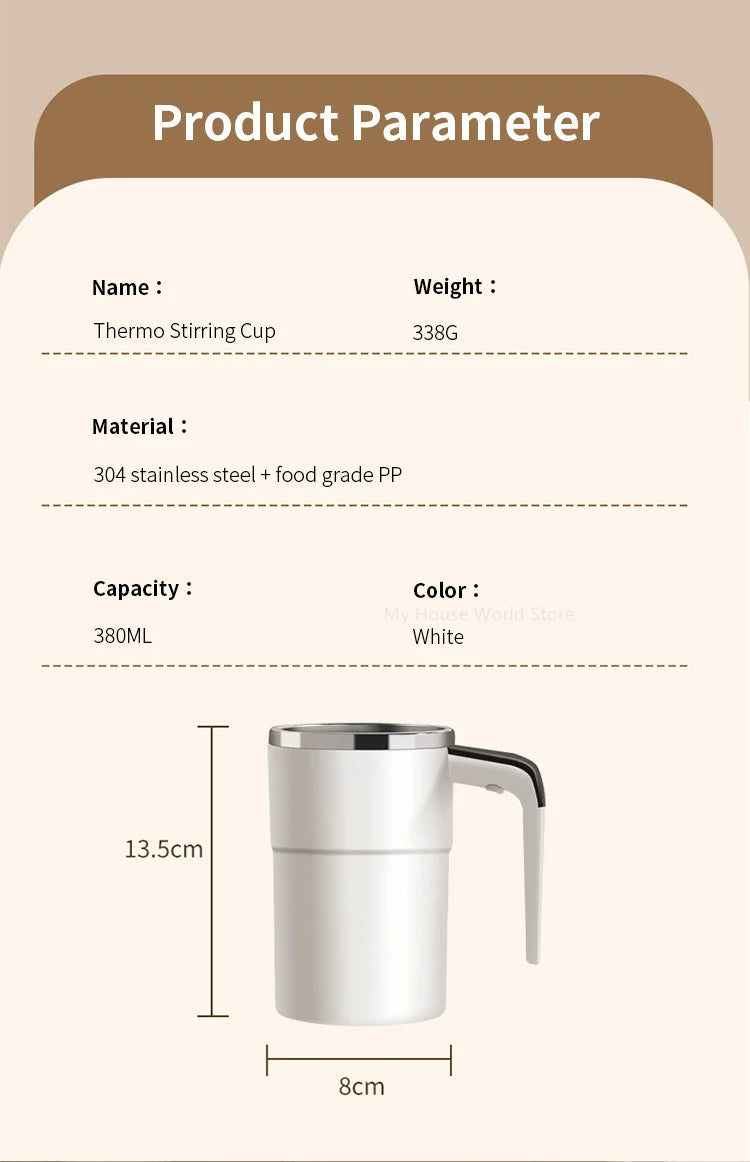 Automatic Stirring Cup Rechargeable Stainless Steel Electric Mixer 15oz