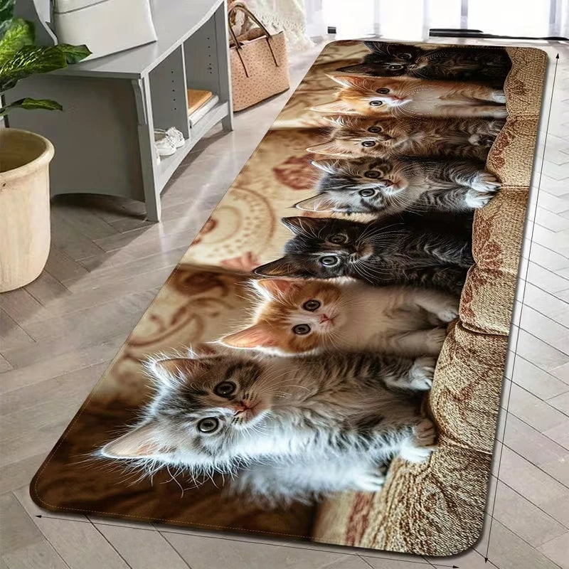 Creative Kitten Element Pattern Area Rug - Indoor Doormat for Home Decor