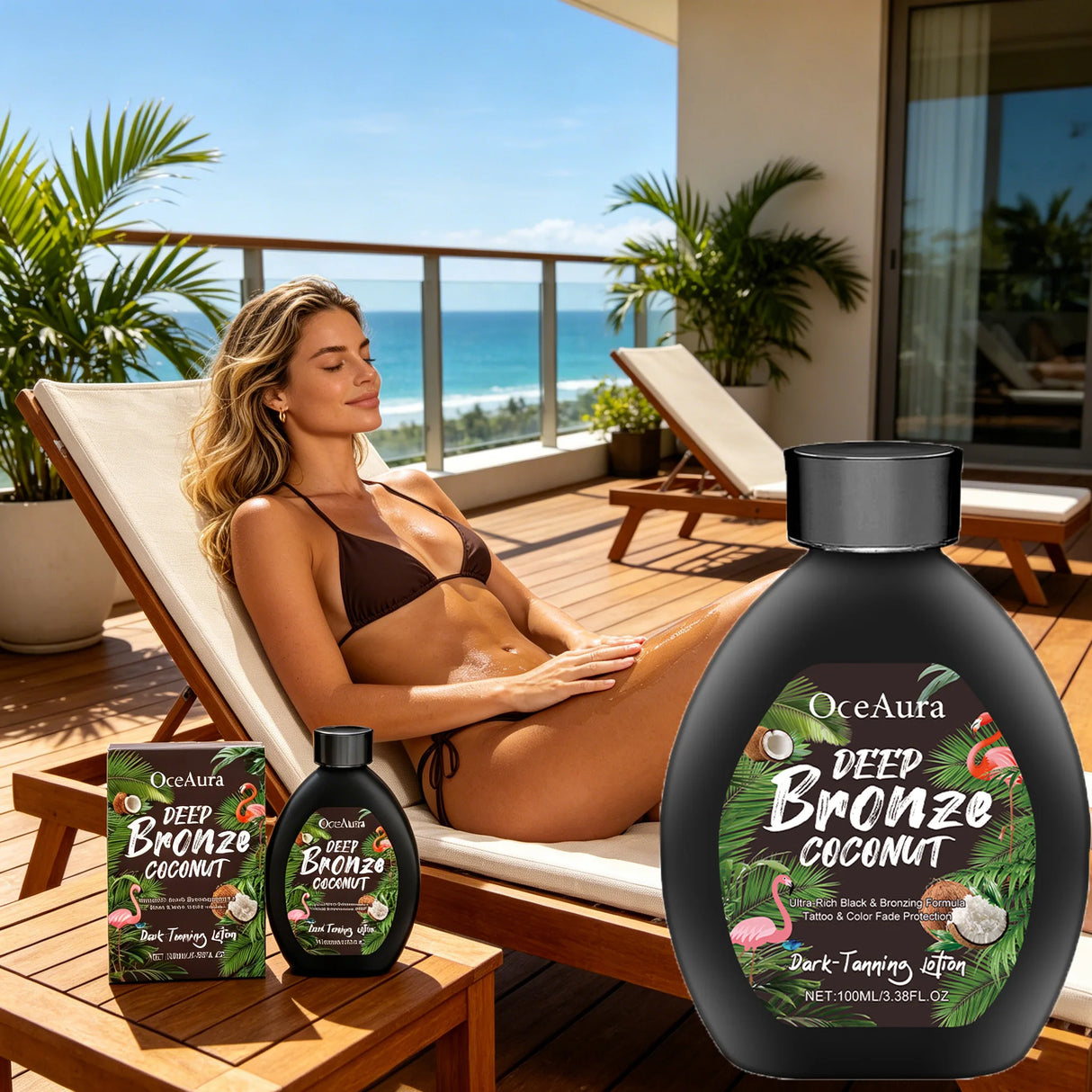 Coconut Oil Tanning Lotion Moisturizer for Deep Bronze Glow 8oz